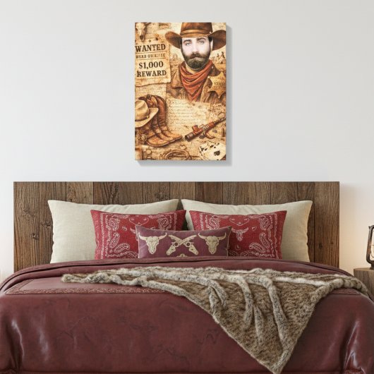 Persoonlijke Wild West Gezochte Cowboy Canvas Afdruk