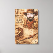 Persoonlijke Wild West Gezochte Cowboy Canvas Afdruk (Voorkant)