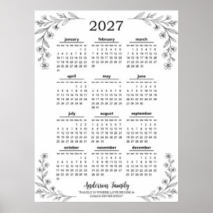 Persoonlijke Wilde Bloem 2027 Gezinskalender Poster