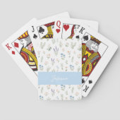 Persoonlijke Wilde Bloem Aangepaste Naam Bloemig B Pokerkaarten (Achterkant)