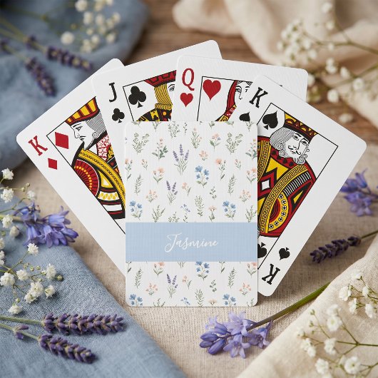 Persoonlijke Wilde Bloem Aangepaste Naam Bloemig B Pokerkaarten