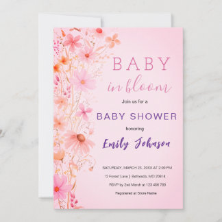 Persoonlijke wilde bloem baby shower uitnodiging