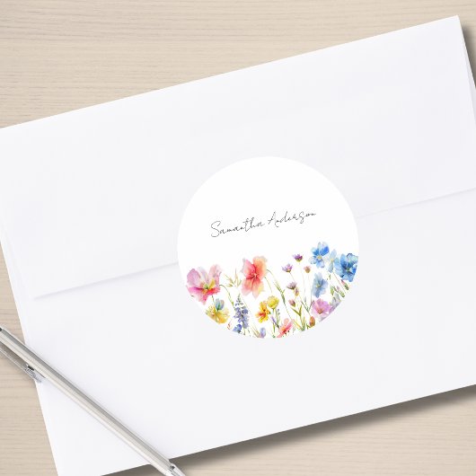 Persoonlijke Wilde Bloem Bloemstuk Ronde Sticker