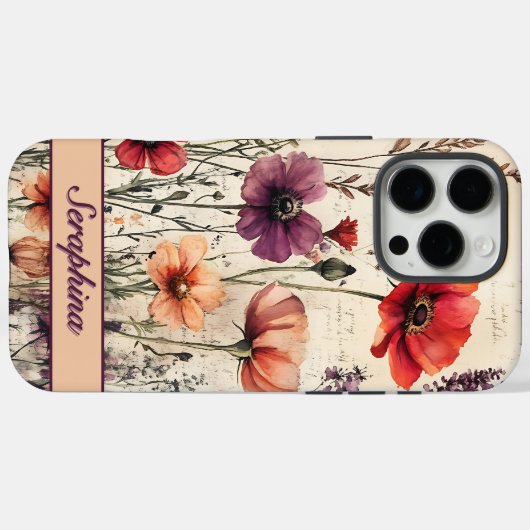 Persoonlijke Wilde Bloem in Rode en Paarse Klaproz Case-Mate iPhone Case (Achterkant (horizontaal))