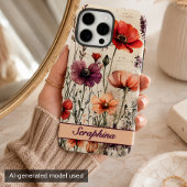 Persoonlijke Wilde Bloem in Rode en Paarse Klaproz Case-Mate iPhone Case