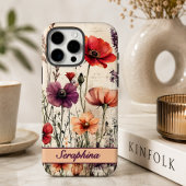Persoonlijke Wilde Bloem in Rode en Paarse Klaproz Case-Mate iPhone Case