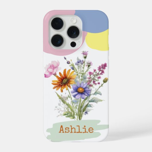 Persoonlijke wilde bloem iPhone 15 Pro Hoesje (Achterkant)