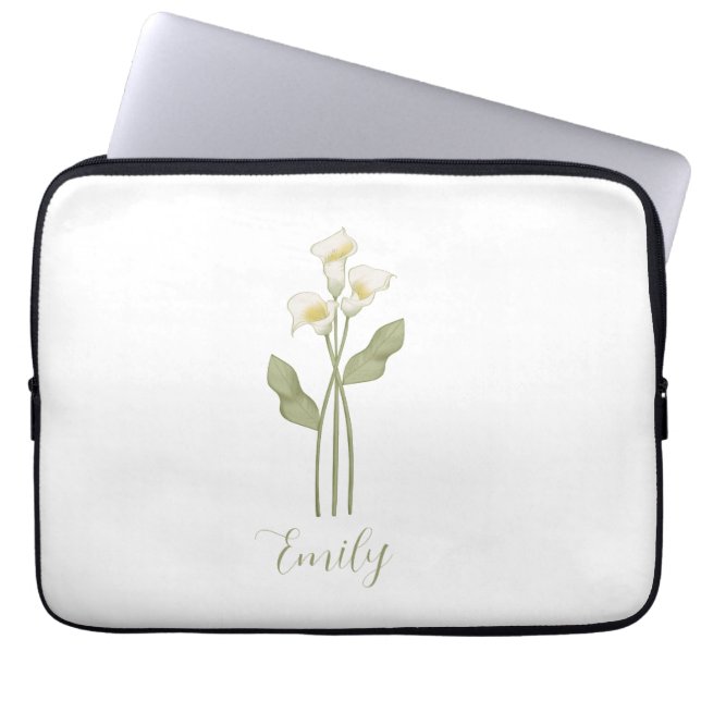 Persoonlijke Wilde Bloem Naam Laptop Sleeve (Voorkant)