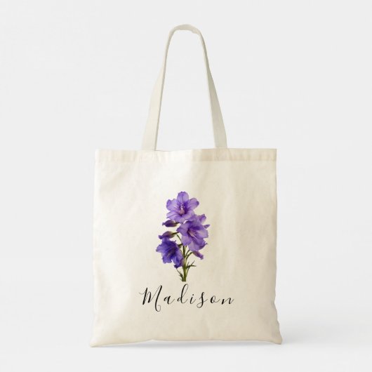 Persoonlijke Wilde Bloem Naam Tote Bag (Achterkant)