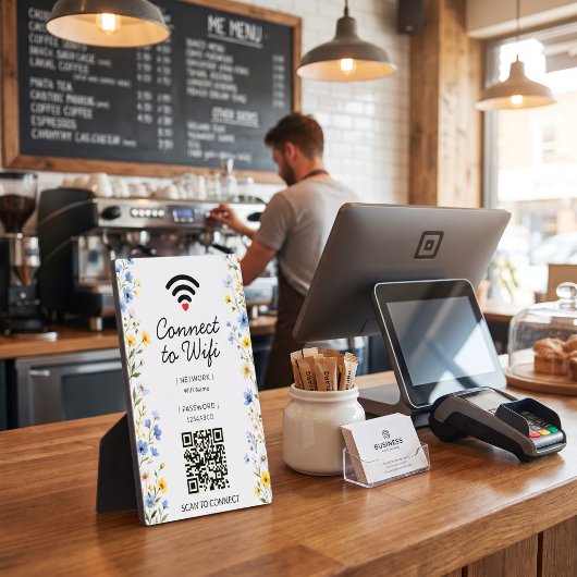 Persoonlijke Wilde Bloem Waterverf QR Code Fotoplaat