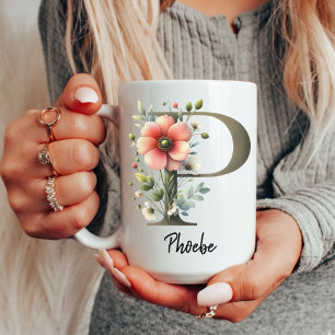 Persoonlijke Wilde Bloemen Monogrammok voor Moeder Koffiemok