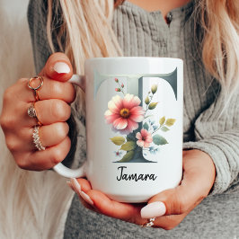 Persoonlijke Wilde Bloemen Monogrammok voor Moeder Koffiemok