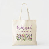 Persoonlijke Wilde Bloemen Paarse Schrift Bruidsme Tote Bag (Voorkant)