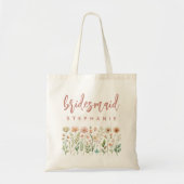 Persoonlijke Wilde Bloemen Roos Script Bruidsmeisj Tote Bag (Voorkant)