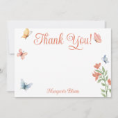 Persoonlijke Wilde Bloemen Vlinders Bruidsfeest  Bedankkaart (Voorkant)