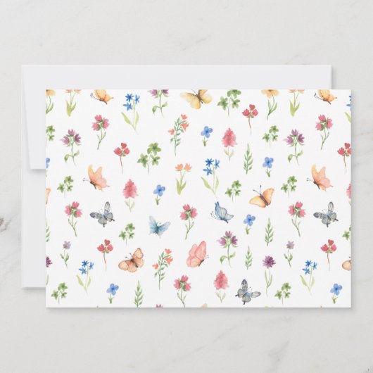 Persoonlijke Wilde Bloemen Vlinders Bruidsfeest  Bedankkaart (Achterkant)