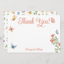 Persoonlijke Wilde Bloemen Vlinders Bruidsfeest  Bedankkaart