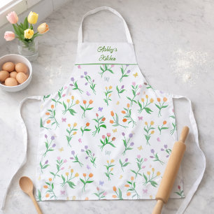 Persoonlijke wilde bloemen vlindertuin schort