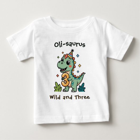 Persoonlijke Wilde en Drie Dinosaur 3e Verjaardag (Voorkant)