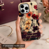 Persoonlijke Wilde Klaprozen Donkerrood & Paars Case-Mate iPhone Case