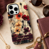 Persoonlijke Wilde Klaprozen Donkerrood & Paars Case-Mate iPhone Case
