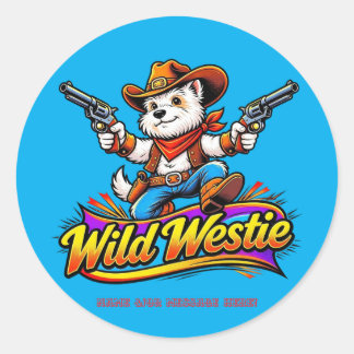 Persoonlijke Wilde Westie Cowboy Hond Ronde Sticker