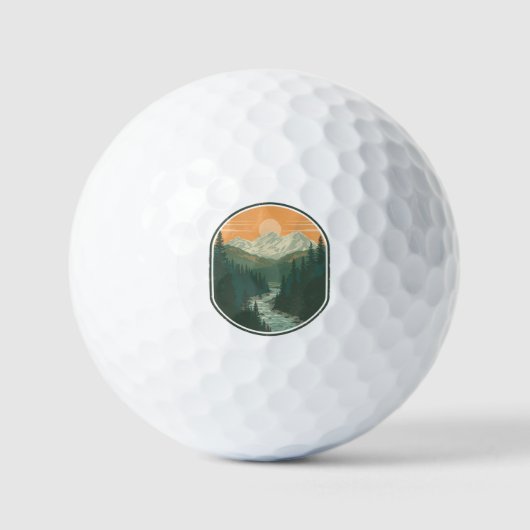 Persoonlijke Wilderness Explorer Retro Berg Golfballen (Voorkant)
