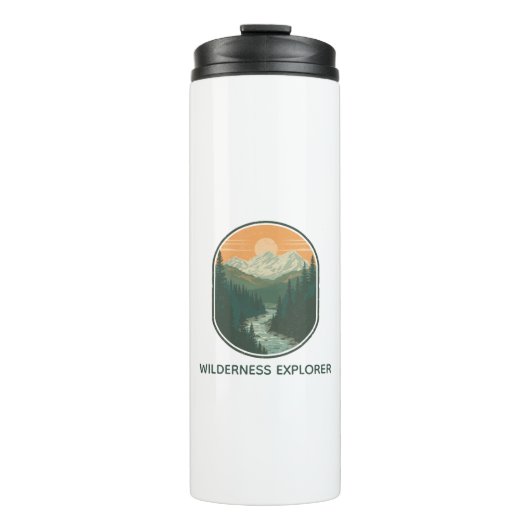 Persoonlijke Wilderness Explorer Retro Berg Thermosbeker (Voorkant)