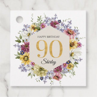 Persoonlijke Wildflower 90e Verjaardag Bedankjes Labels