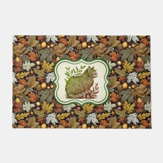 Persoonlijke William Morris Herfstbladeren met Kat Deurmat (Voorkant)