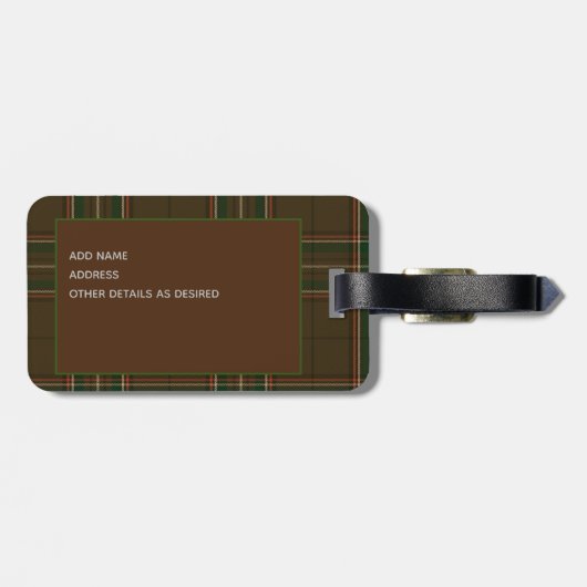 Persoonlijke WILLIAMS Tartan Heren Bagage Label (Achterkant horizontaal)