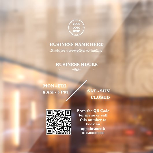 Persoonlijke winkel logo winkel openingstijden deu raamsticker (Vel 2)