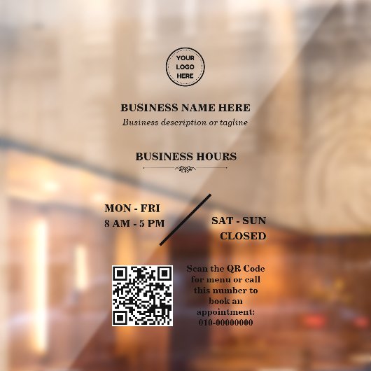 Persoonlijke winkel logo winkel openingstijden deu raamsticker (Vel 2)