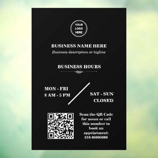 Persoonlijke winkel openingstijden deur met bedrij raamsticker (Vel 3)