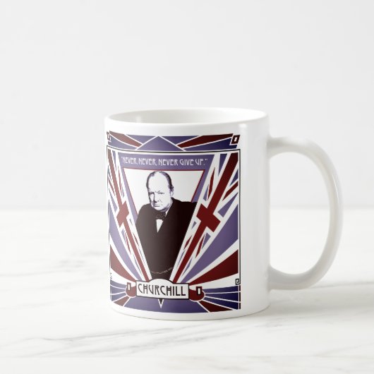 Persoonlijke Winston Churchill art deco Union Jack Koffiemok (Rechts)