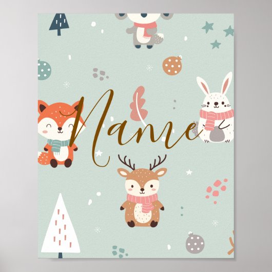 Persoonlijke winter bosdieren poster (Voorkant)