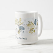 Persoonlijke Winter Botanische Bloemen Koffiemok (Voorkant rechts)