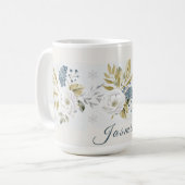 Persoonlijke Winter Botanische Bloemen Koffiemok (Voorkant links)