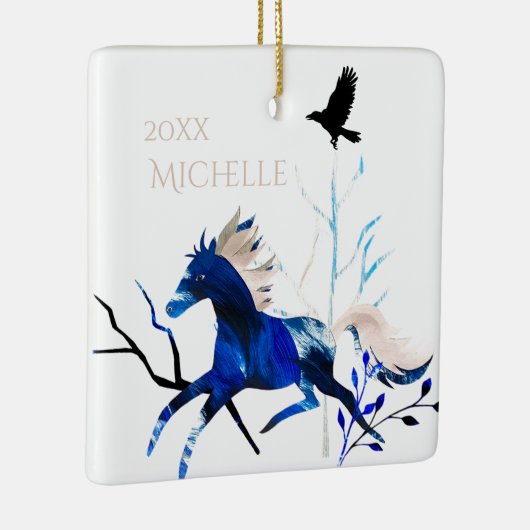 Persoonlijke winter- en rijpaarden Kerstmis Keramisch Ornament (Rechts)