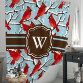 Persoonlijke Winter Kardinaal  Douchegordijn