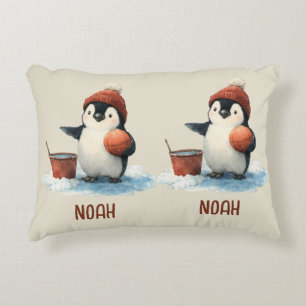 Persoonlijke Winter Pinguïn Basketbal Kind Accent Kussen