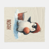 Persoonlijke Winter Pinguïn Basketbal Kind Fleece Deken (Voorkant (Horizontaal))