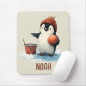 Persoonlijke Winter Pinguïn Basketbal Kind Muismat (Met muis)