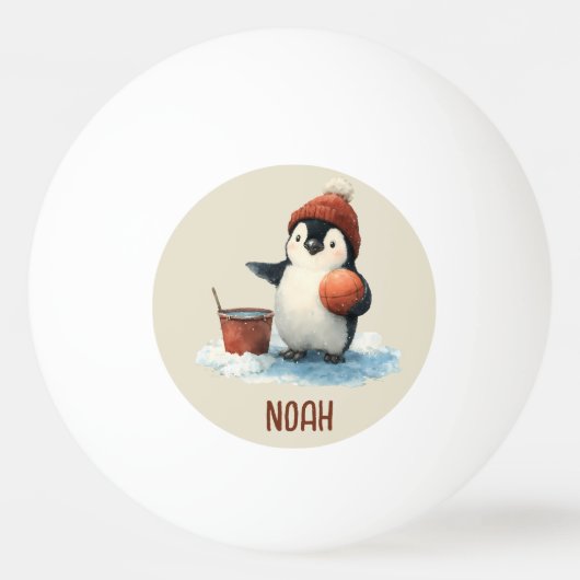 Persoonlijke Winter Pinguïn Basketbal Kind Pingpongbal (Voorkant)