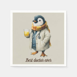 Persoonlijke Winter Pinguïn “Beste Dokter Ooit” Servet