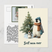 Persoonlijke Winter Pinguïn “Beste Moeder Ooit” Briefkaart (Voorkant / Achterkant)