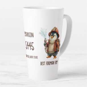 Persoonlijke Winter Pinguïn Brandweerman Geschenkm Latte Mok