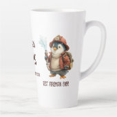 Persoonlijke Winter Pinguïn Brandweerman Geschenkm Latte Mok (Rechts)