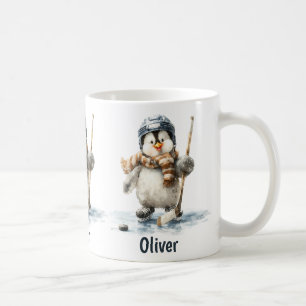 Persoonlijke Winter Pinguïn Hockey Kind Koffiemok