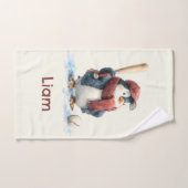 Persoonlijke Winter Pinguïn Honkbal Kind Bad Handdoek (Handdoek)